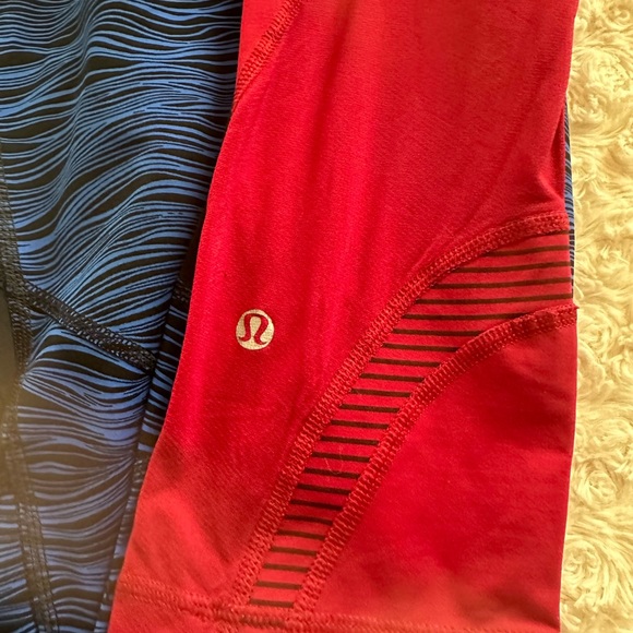 Lulu lemon leggings 12” X 22” size XS red and blue - Picture 13 of 16